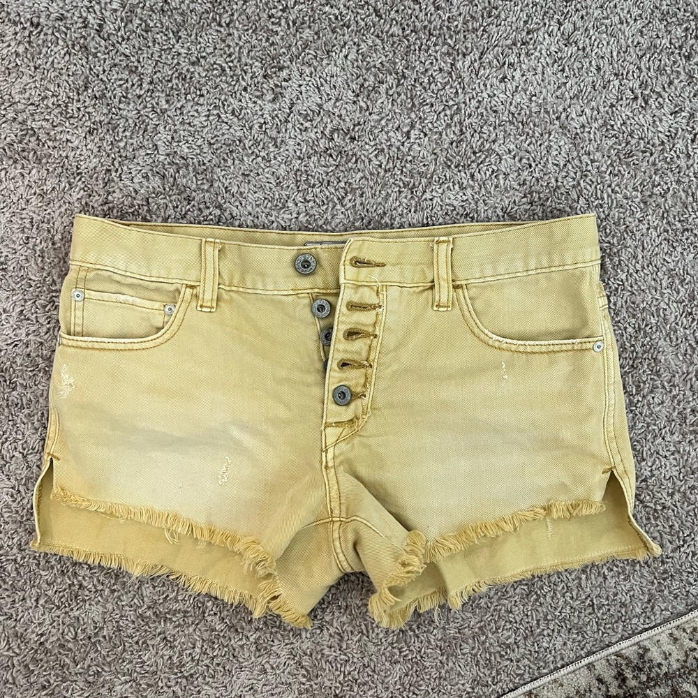Free People yellow denim shorts